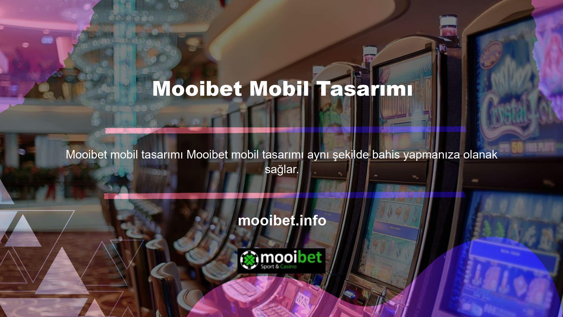 Mooibet mobil teması minimal bir seçenek olarak çalışır