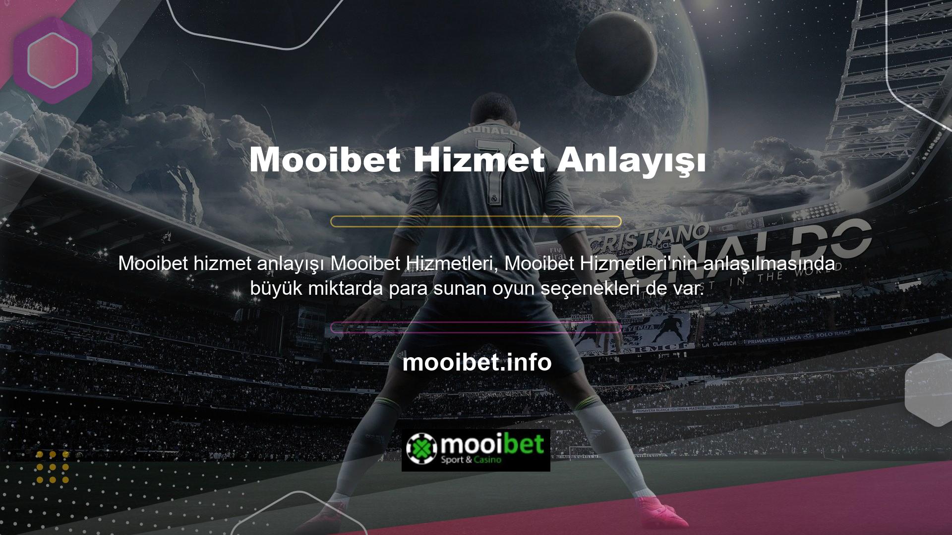 Mooibet oyun anlayışında, canlı casino oyunlarında, poker oyunlarında, canlı oyun seçeneklerinde ve tombala oyun seçeneklerinde farklı oyun türlerine sahiptir